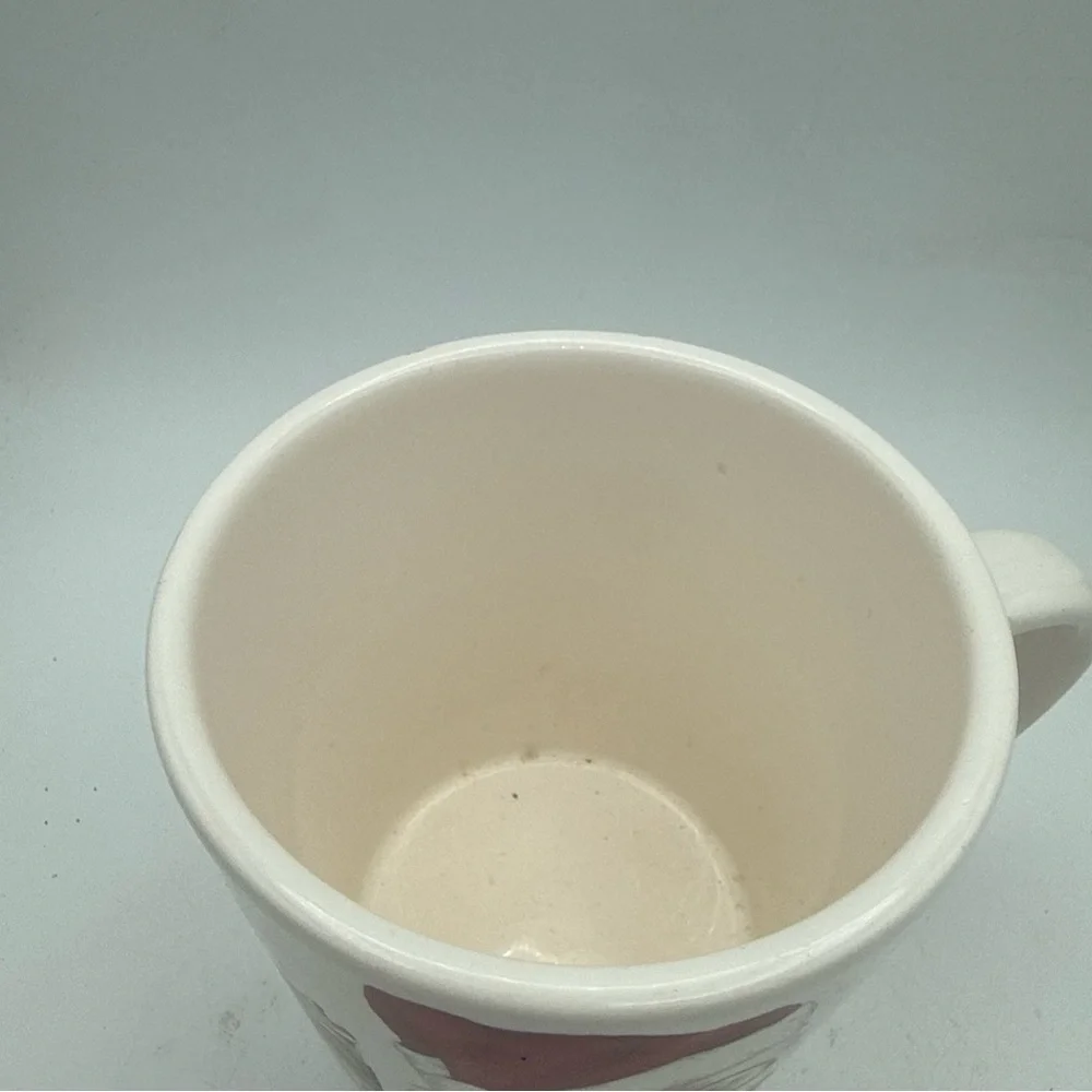 Pier 1 Ironstone Theodore Christmas Grumpy Cat 20oz coffee Mug Chipped